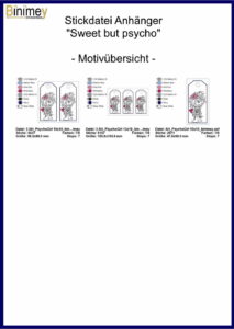 Stickdatei Anhänger Sweet Psycho - Binimey