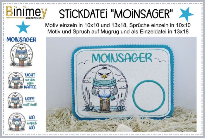 Stickdatei Mugrug und Motiv Möwe Moin [Digital] – Bild 2