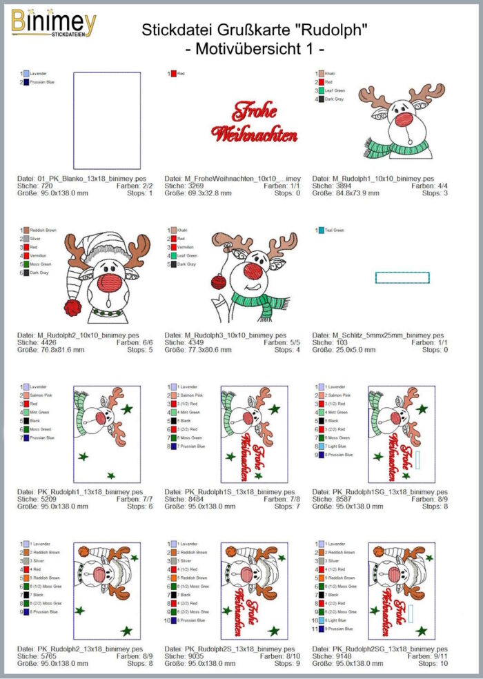 Stickdatei Motiv und Grußkarte Rudolph [Digital] – Bild 3