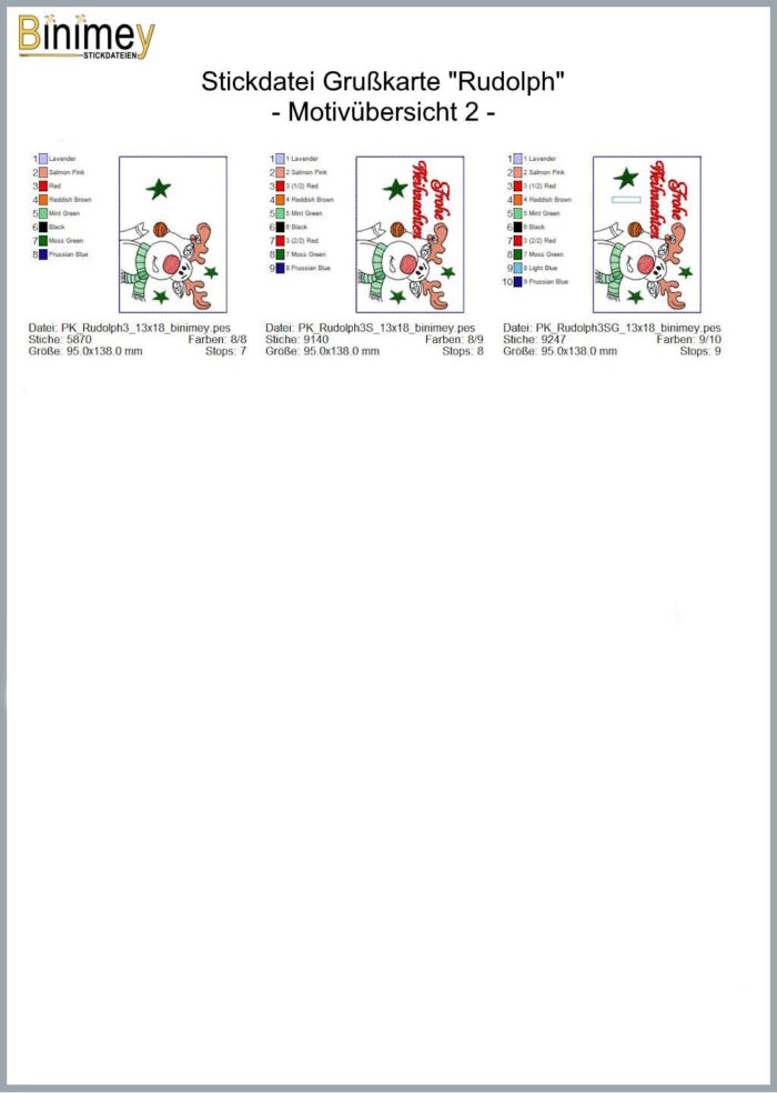 Stickdatei Motiv und Grußkarte Rudolph [Digital] – Bild 4