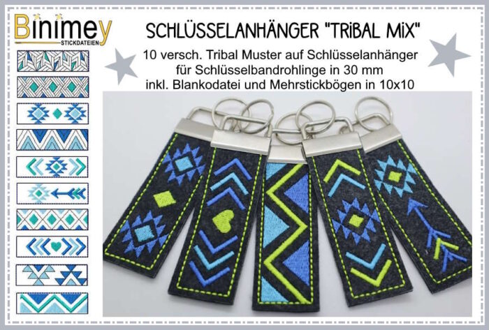 Stickdatei Schlüsselanhänger Tribal Mix [Digital]