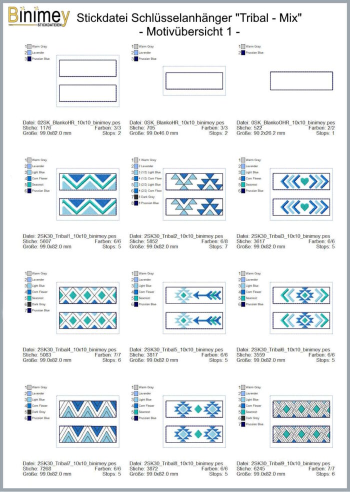 Stickdatei Schlüsselanhänger Tribal Mix [Digital] – Bild 3