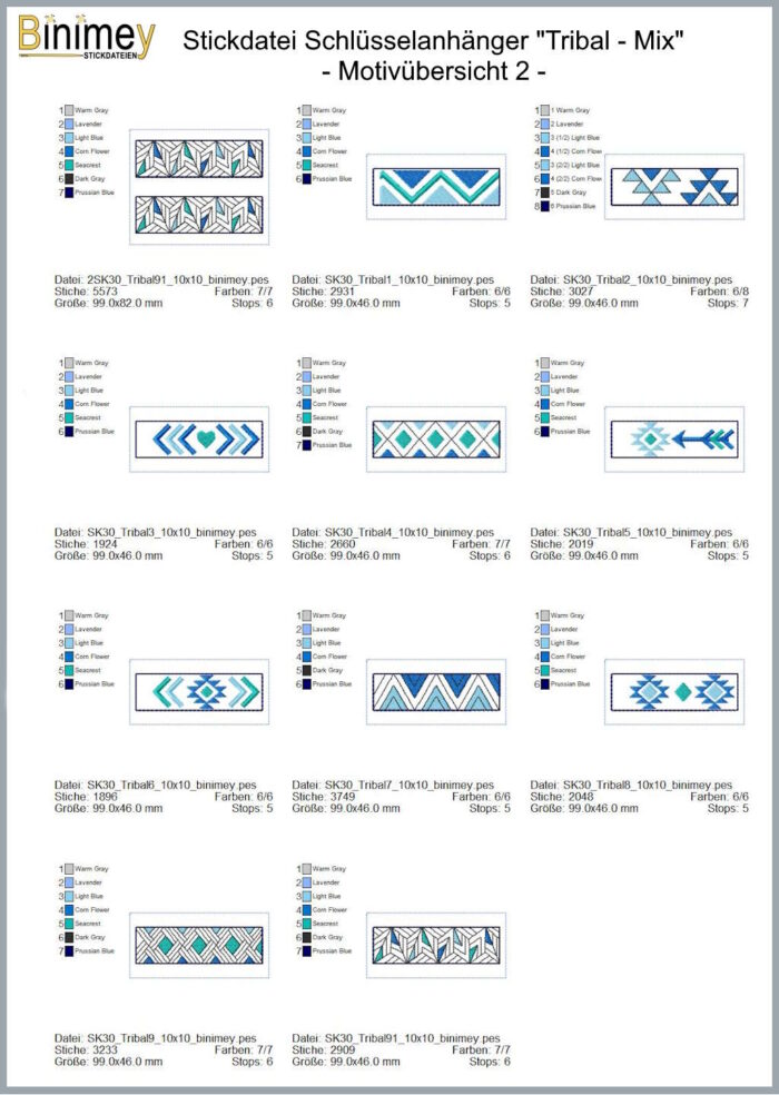 Stickdatei Schlüsselanhänger Tribal Mix [Digital] – Bild 4