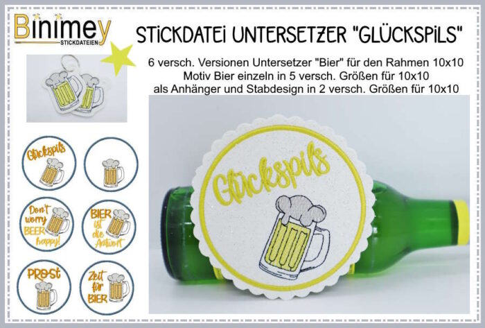 Stickdatei Sparpaket Topflappen und Untersetzer Glückspils [Digital] – Bild 12