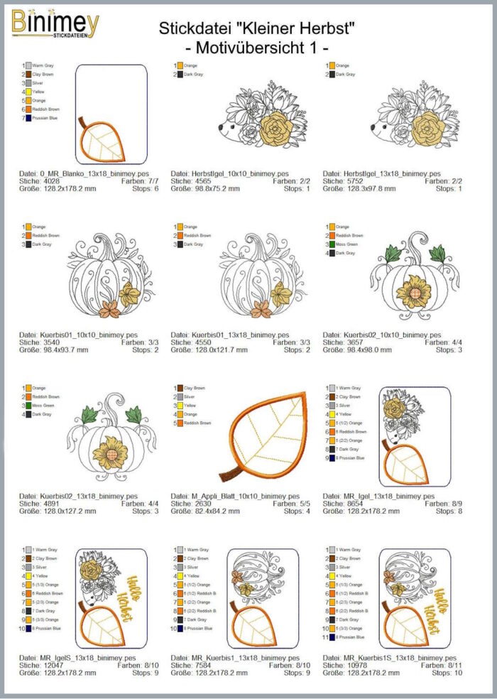 Stickdatei Mugrug und Motiv Kleiner Herbst [Digital] – Bild 3