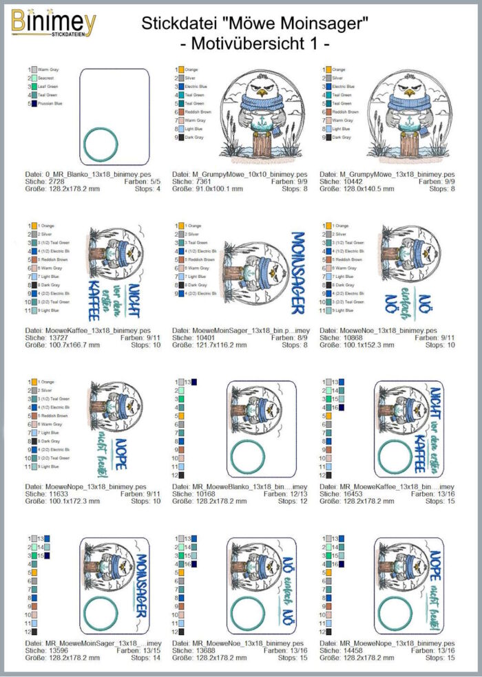 Stickdatei Mugrug und Motiv Möwe Moin [Digital] – Bild 3