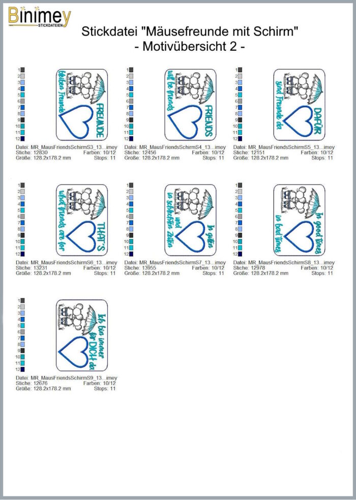 Stickdatei Mäuse Freunde mit Schirm [Digital] – Bild 3