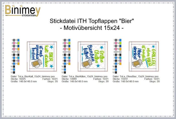 Stickdatei ITH Topflappen Bierchen [Digital] – Bild 3