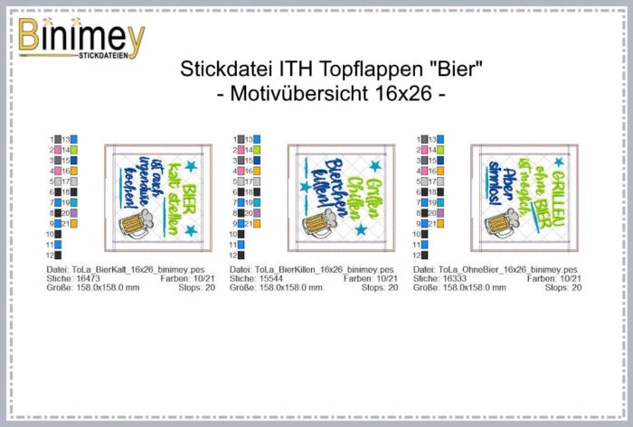 Stickdatei ITH Topflappen Bierchen [Digital] – Bild 4