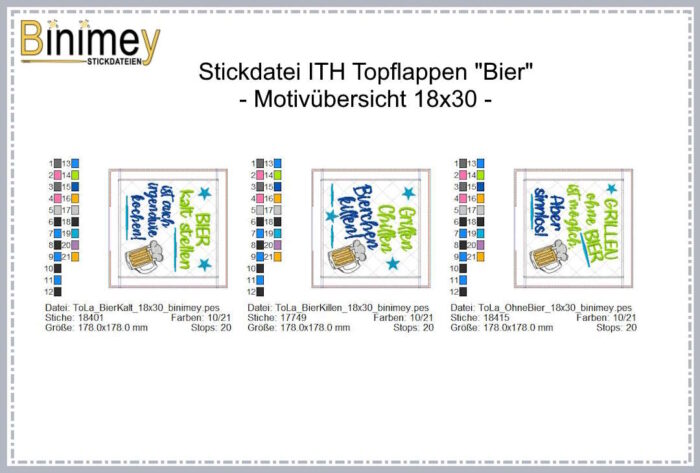 Stickdatei ITH Topflappen Bierchen [Digital] – Bild 5