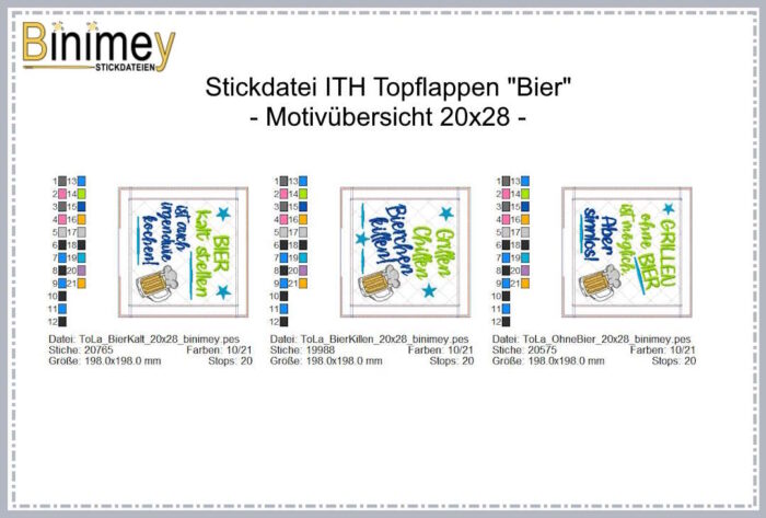 Stickdatei ITH Topflappen Bierchen [Digital] – Bild 6