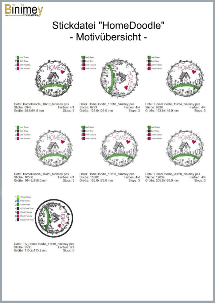 Stickdatei Doodle Home [Digital] – Bild 3