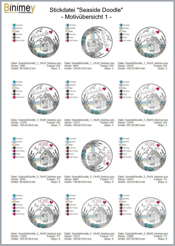 Stickdatei Doodle Seaside [Digital] – Bild 2