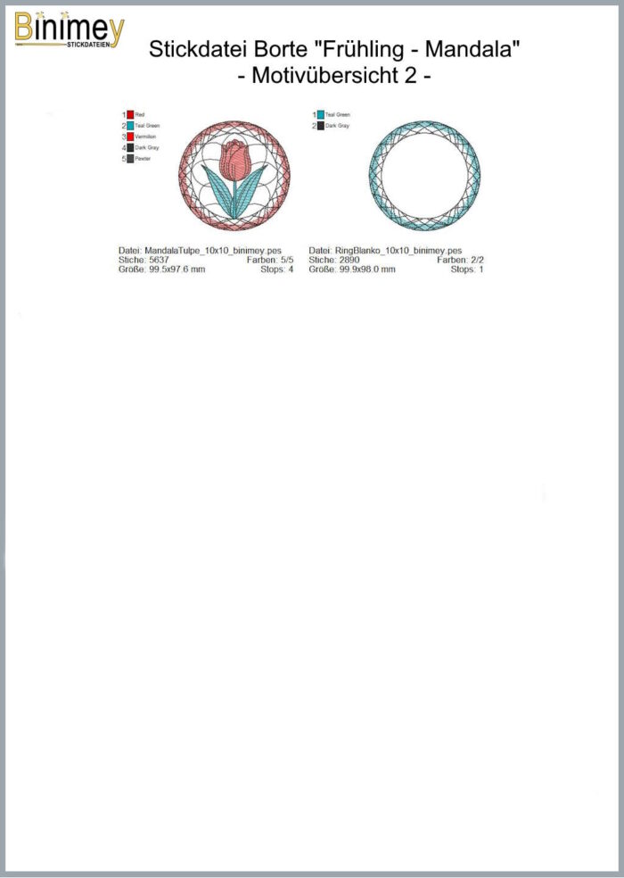 Stickdatei Mandala Frühling [Digital] – Bild 3