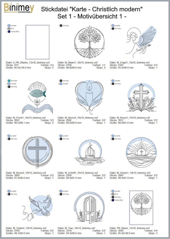 Stickdatei Sparpaket - Karten und Motive - Taufe - Konfirmation - Kommunion - Firmung [Digital] – Bild 2