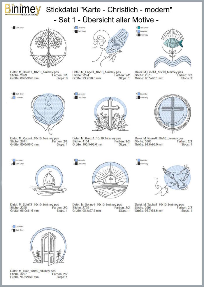 Stickdatei Sparpaket - Karten und Motive - Taufe - Konfirmation - Kommunion - Firmung [Digital] – Bild 6
