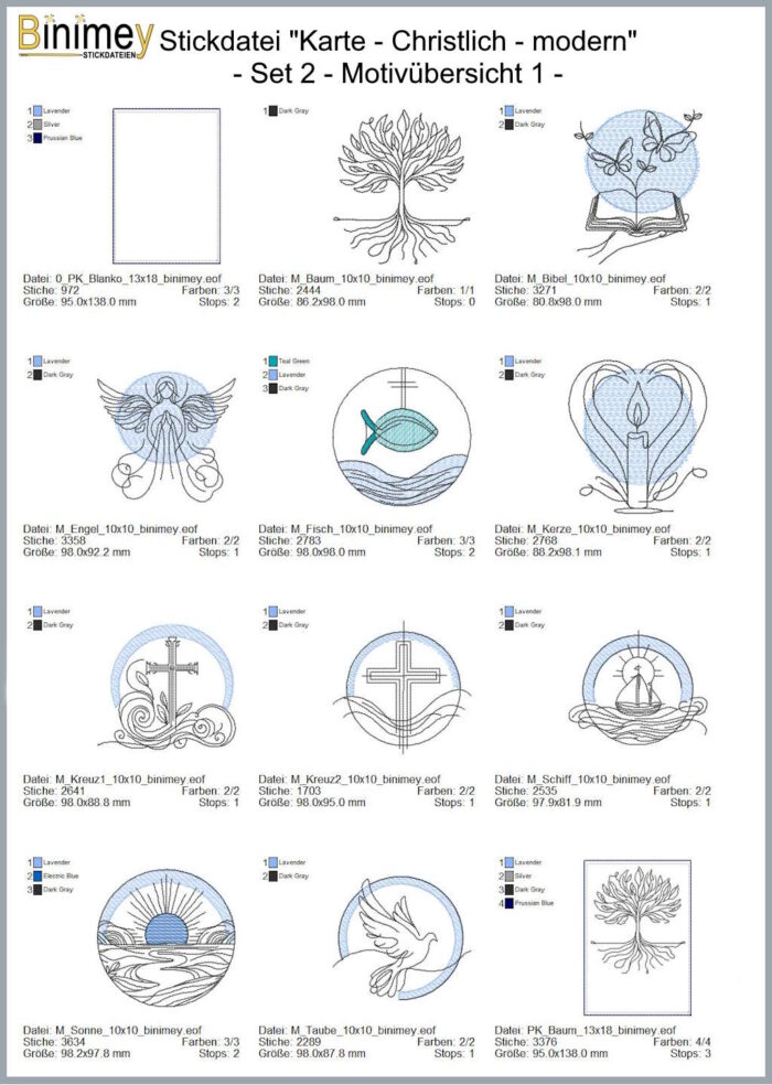 Stickdatei Sparpaket - Karten und Motive - Taufe - Konfirmation - Kommunion - Firmung [Digital] – Bild 12