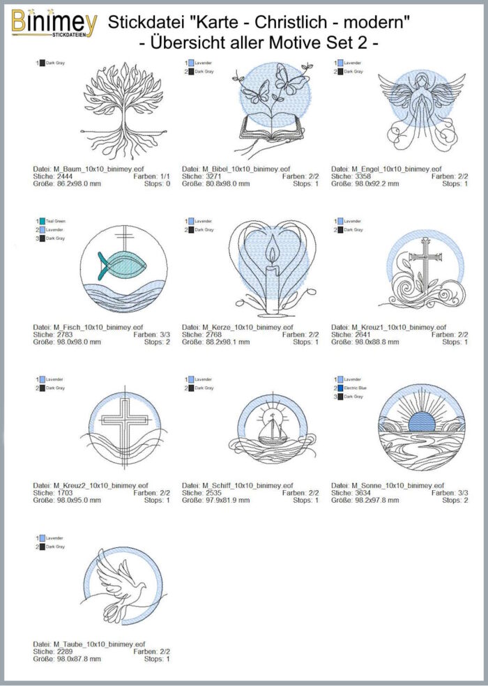 Stickdatei Sparpaket - Karten und Motive - Taufe - Konfirmation - Kommunion - Firmung [Digital] – Bild 16